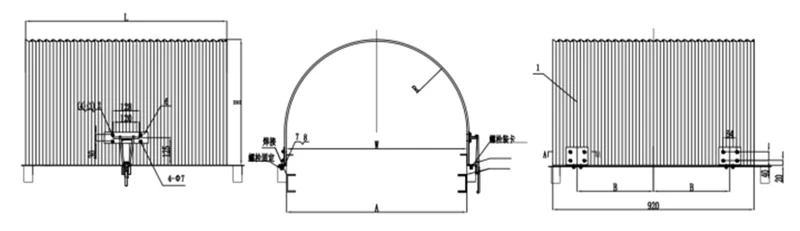 one side open hood cover drawing
